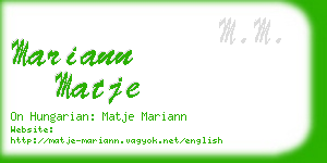 mariann matje business card